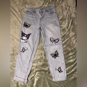 Hot Topic Kuromi Jeans with Purple Butterflies sz 13